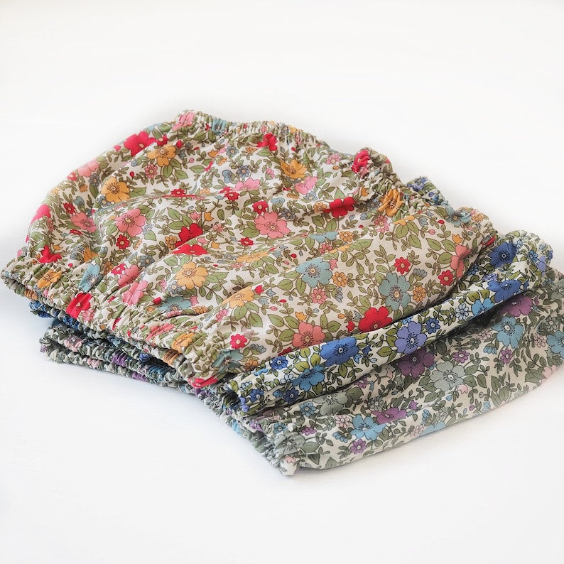 Floral Baby Bloomers – Cotton Poplin Nappy Covers in Red, Lilac & Blue