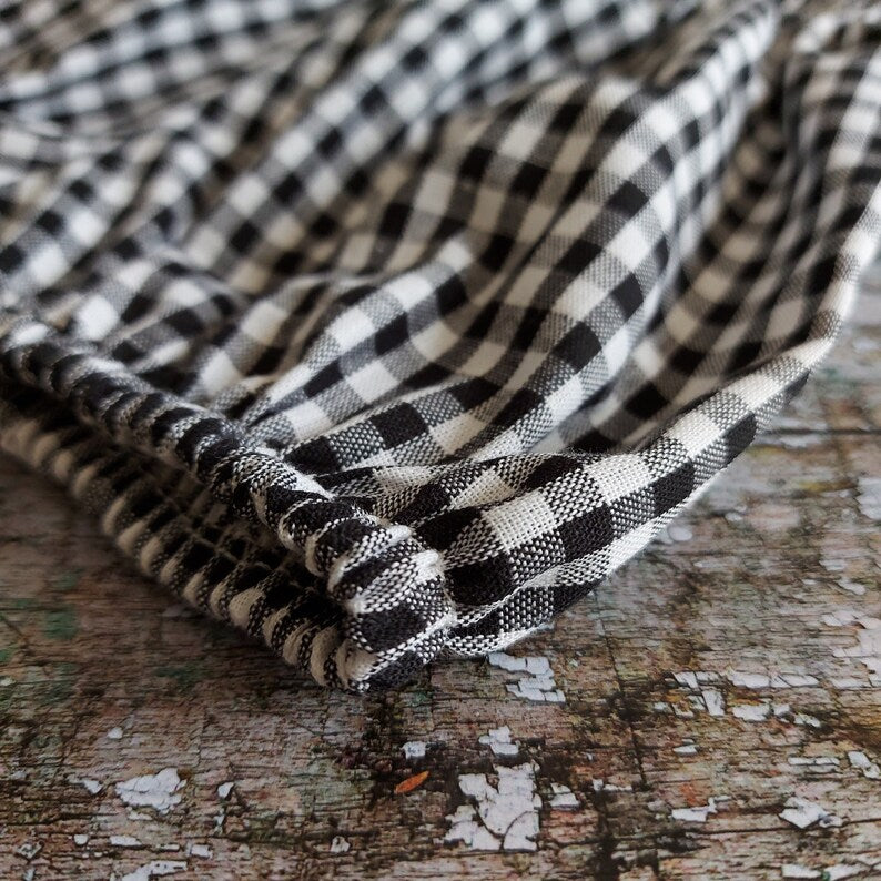High-Waist Gingham Baby Bloomers – Black & White Cotton Paper Bag Waist