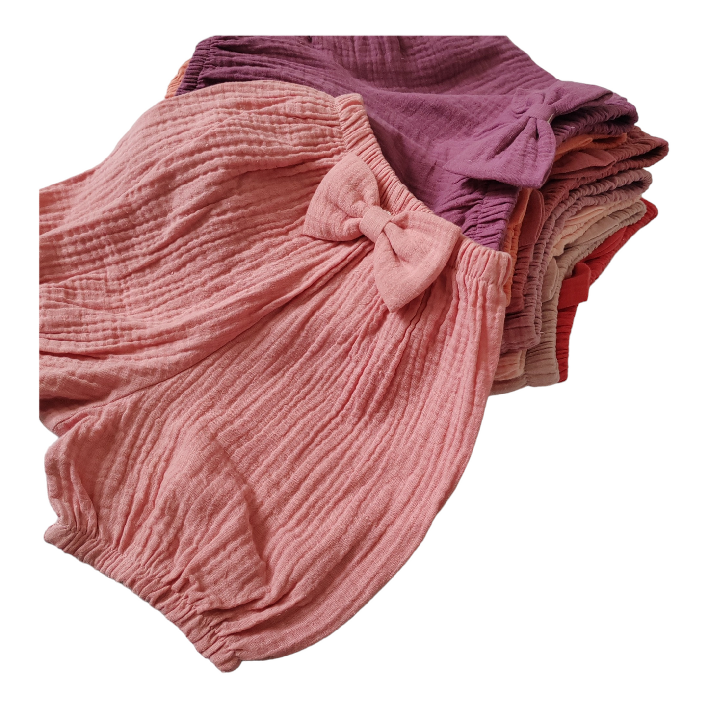 Baby Girl Muslin Bow Bloomers – Soft Cotton Nappy Cover