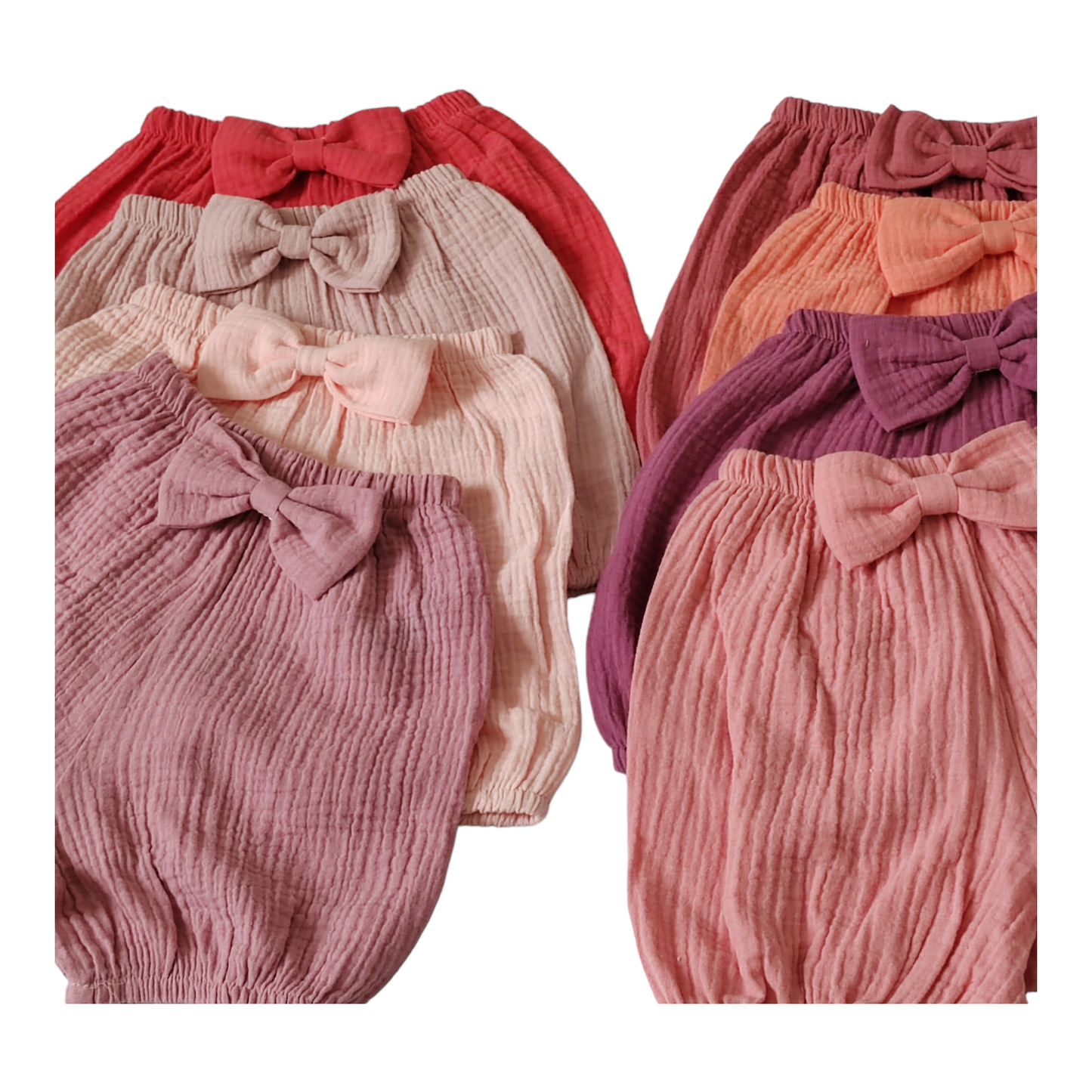 Baby Girl Muslin Bow Bloomers – Soft Cotton Nappy Cover
