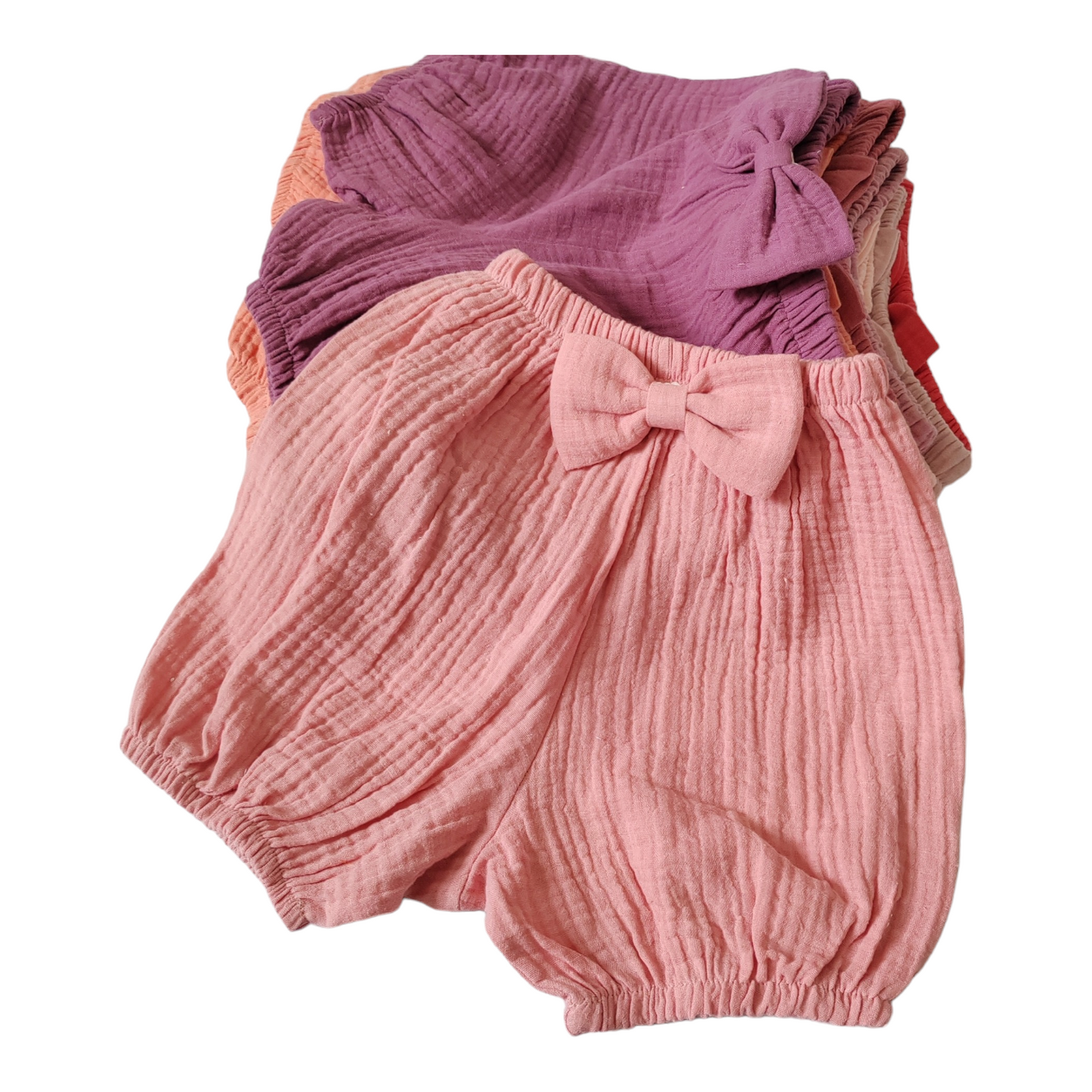 Baby Girl Muslin Bow Bloomers – Soft Cotton Nappy Cover