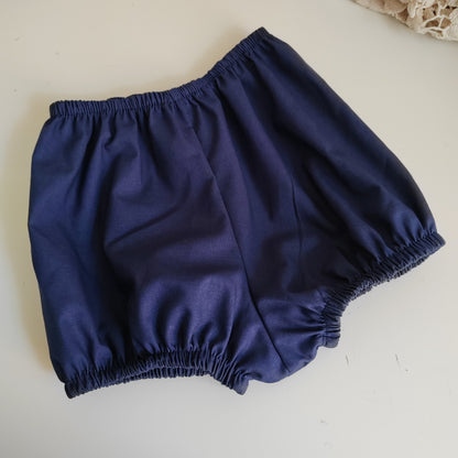 Plain Navy Baby Bloomers – Unisex Cotton Nappy Cover Shorts