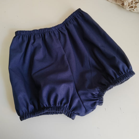 Plain Navy Baby Bloomers – Unisex Cotton Nappy Cover Shorts