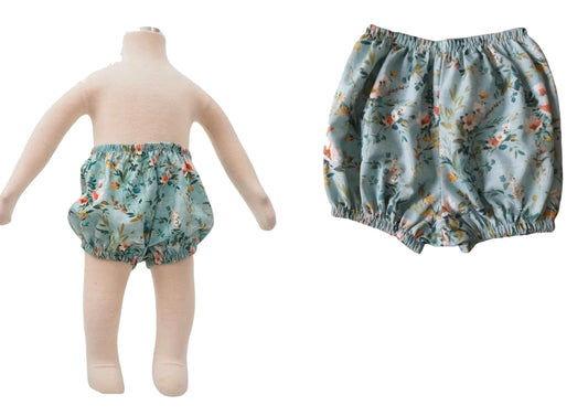 Blue Wildflower Baby Bloomers – Lightweight Cotton Floral Bloomer for Babies